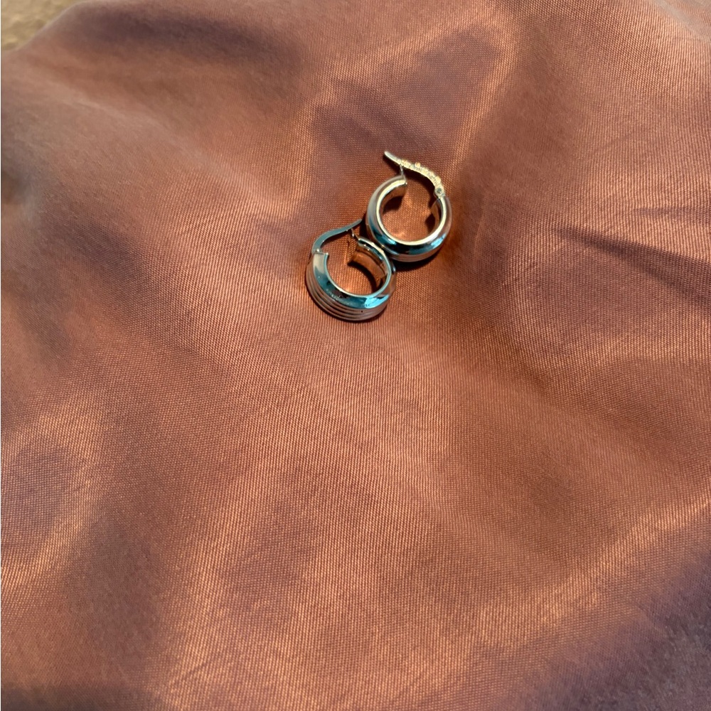 White Gold Huggie Hoop Earrings